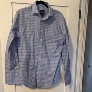 Jos. A. Bank Blue Checkered Cuff Link Sleeve Dress Shirt 15 1/2-33